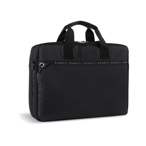 Портфель мужской BUGATTI БЛАНК ОБЛЕГЧЕННАЯ | BLANC DELIGHT, чёрный, нейлон RPET600D/тарпаулин/полиэстер, 40х10х29 см, 10 л