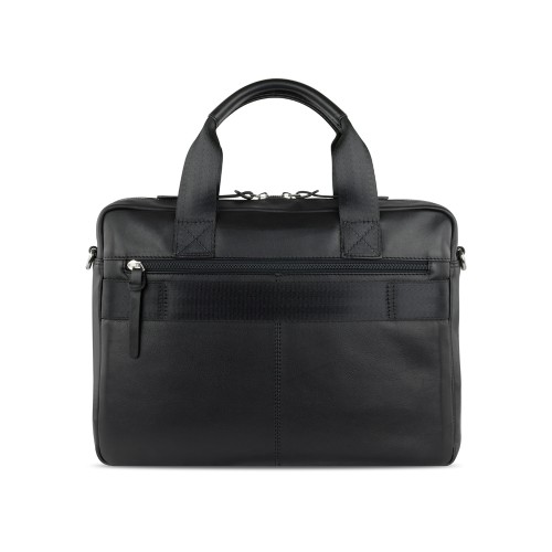 Портфель мужской BUGATTI КОМЕТА | COMET, чёрный, воловья кожа/полиэстер, 37х6х27 см