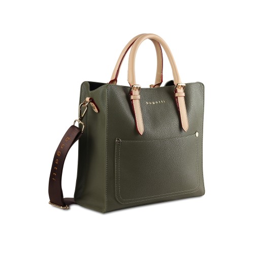 Сумка-портфель женская BUGATTI ЭЛЛА | ELLA, оливковая, полиуретан, 30х11,5х28 см