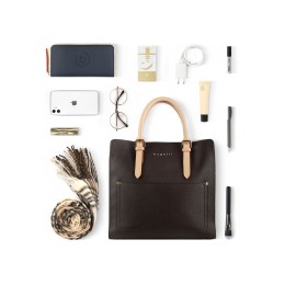 Сумка-портфель женская BUGATTI ЭЛЛА | ELLA, тёмно-коричневая, полиуретан, 30х11,5х28 см