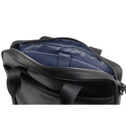 Портфель мужской BUGATTI КОМЕТА | COMET, чёрный, воловья кожа/полиэстер, 37х6х27 см