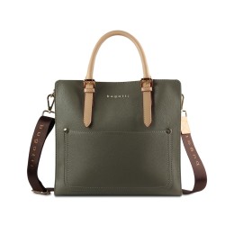 Сумка-портфель женская BUGATTI ЭЛЛА | ELLA, оливковая, полиуретан, 30х11,5х28 см