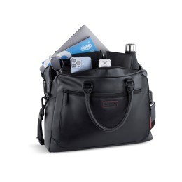 Портфель мужской BUGATTI КЛАРК | CLARK, чёрный, воловья кожа/полиэстер, 40х9,5х29 см, 10 л