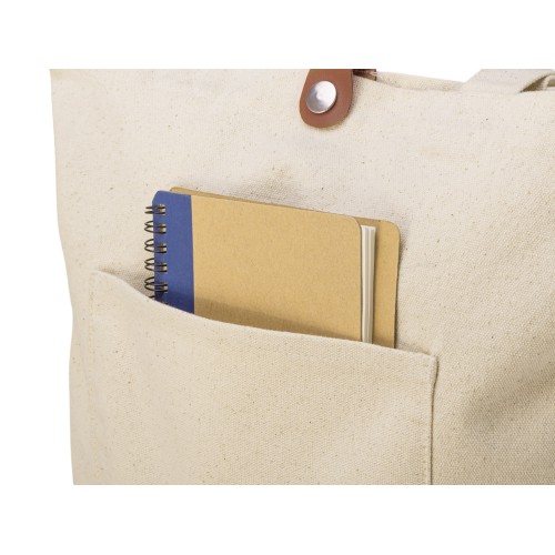 Сумка Clip из хлопка 340 г/м2 с застежкой из экокожи, натуральный