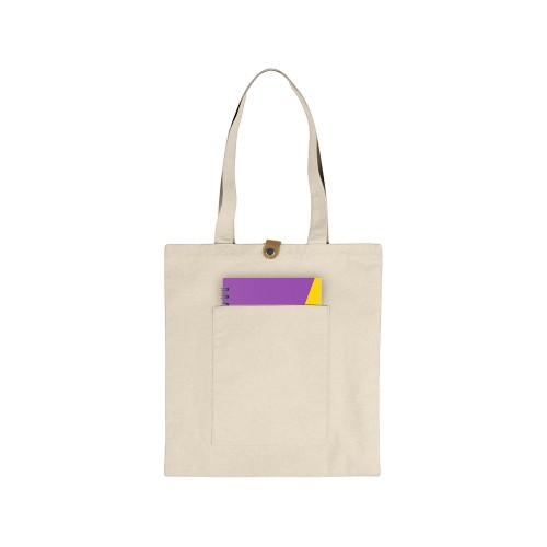 Сумка Clip из хлопка 340 г/м2 с застежкой из экокожи, натуральный