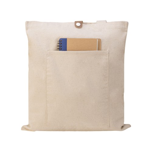 Сумка Clip из хлопка 340 г/м2 с застежкой из экокожи, натуральный