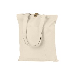 Сумка Clip из хлопка 340 г/м2 с застежкой из экокожи, натуральный