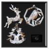 Елочные игрушки ( Снегирь+ Олень+ Ель) Розовый кварц