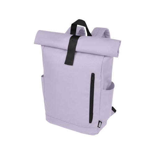 Рюкзак Байрон 15,6" объемом 18 л со скручиваемым верхом, изготовленный из переработанного ПЭТ по стандарту GRS, лиловый