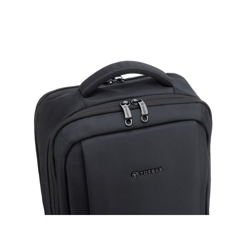 Рюкзак TORBER ВОЯЖ c отделением для ноутбука 17'', черный, полиэстер 900D, 31х17х44 см, 18 л