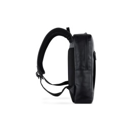 Рюкзак мужской BUGATTI КЛАРК | CLARK, чёрный, воловья кожа/полиэстер, 30х10х40 см, 12 л