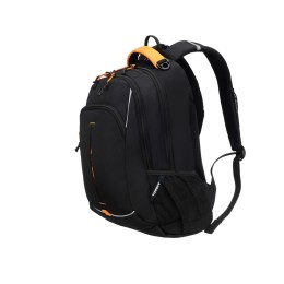 Рюкзак TORBER РАКЕТА черный/оранжевый, полиэстер/добби, 32x15x46 см, 22 л