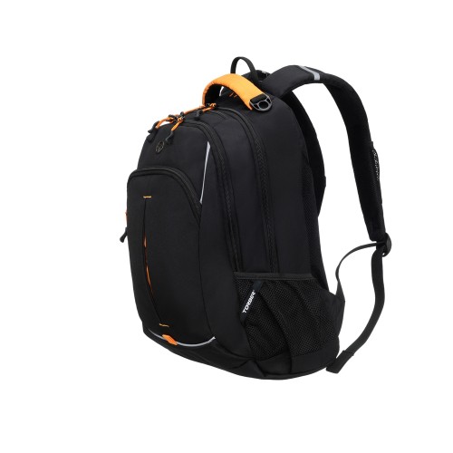 Рюкзак TORBER РАКЕТА черный/оранжевый, полиэстер/добби, 32x15x46 см, 22 л