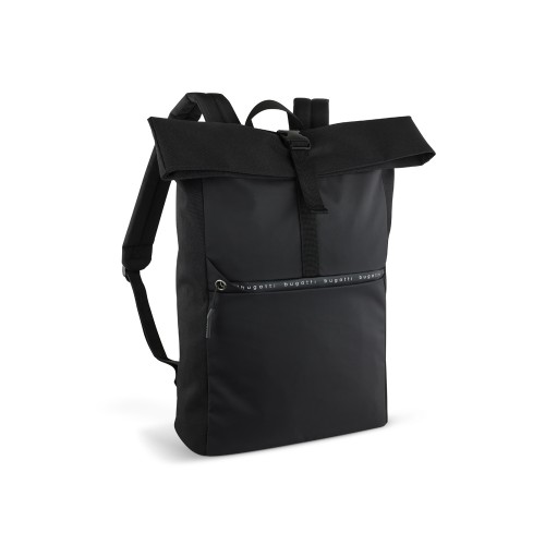 Рюкзак BUGATTI БЛАНК ОБЛЕГЧЕННАЯ | BLANC DELIGHT, чёрный, нейлон RPET600D/тарпаулин/полиэстер, 41х13х46 см, 15 л