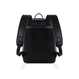 Рюкзак мужской BUGATTI КЛАРК | CLARK, чёрный, воловья кожа/полиэстер, 30х10х40 см, 12 л