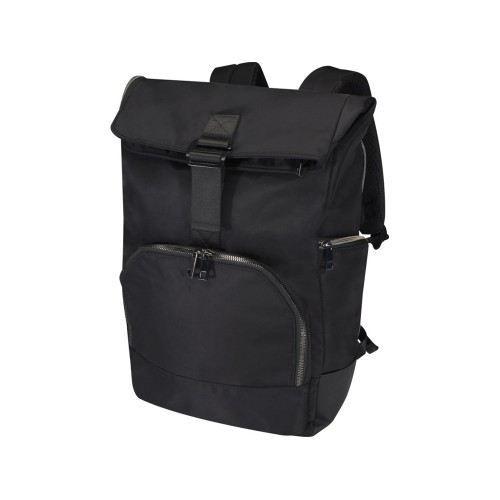 Рюкзак Rhine 15” GRS со сворачивающимся верхом на 18 л из материала, переработанного по стандарту GRS, сплошной черный