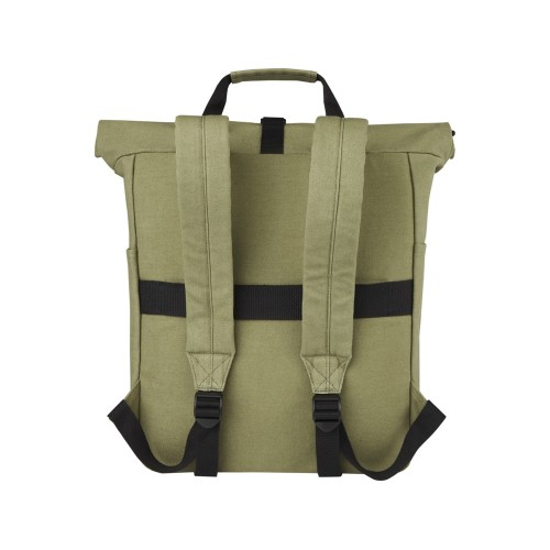 Рюкзак для 15-дюймового ноутбука Joey объемом 15 л из брезента, переработанного по стандарту GRS, со сворачивающимся верхом, оливковый