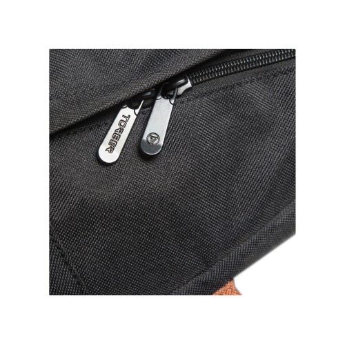 Рюкзак TORBER ГРАФФИТИ, черный с карманом коричневого цвета, полиэстер меланж, 42 х 29 x 19 см