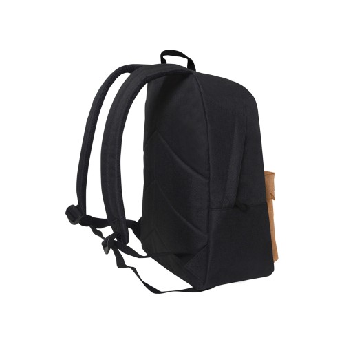 Рюкзак TORBER ГРАФФИТИ, черный с карманом коричневого цвета, полиэстер меланж, 42 х 29 x 19 см