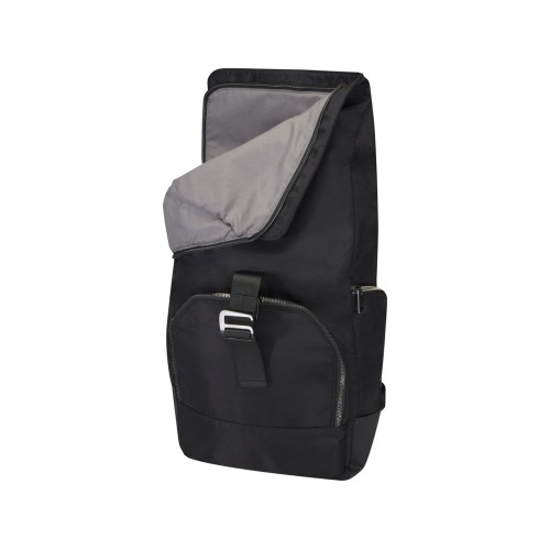 Рюкзак Rhine 15” GRS со сворачивающимся верхом на 18 л из материала, переработанного по стандарту GRS, сплошной черный