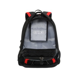 Рюкзак TORBER РАКЕТА с отделением для ноутбука 15", черный/красный, полиэстер, 33х19х45 см, 28 л