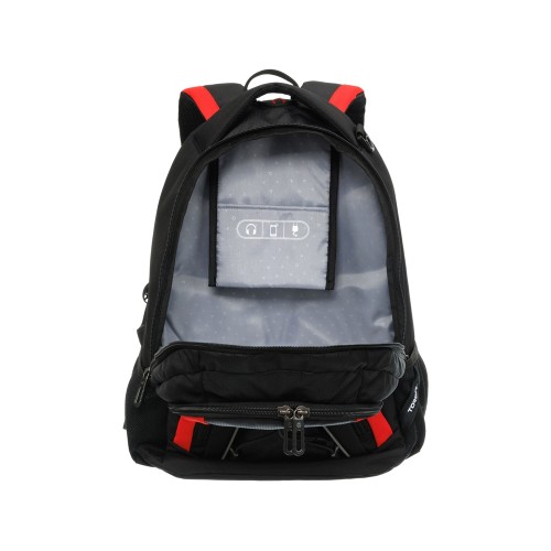 Рюкзак TORBER РАКЕТА с отделением для ноутбука 15", черный/красный, полиэстер, 33х19х45 см, 28 л