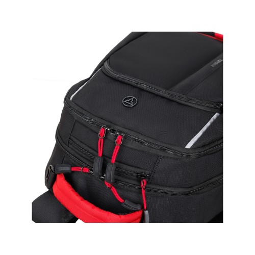 Рюкзак TORBER РАКЕТА с отделением для ноутбука 15.6", черный/красный, нейлон, 32 х 14 х 50 см, 22л