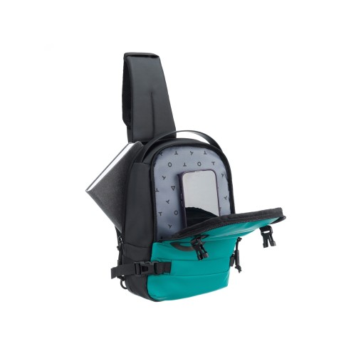 Рюкзак на одно плечо TORBER ЭКСТРИМ, зелёный/чёрный, 20 х 8 х 31 см, 5л