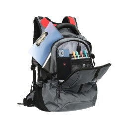 Рюкзак TORBER ДРАЙВ с отделением для ноутбука 15", серый/красный, полиэстер 1680D, 36x17x50 см, 30 л