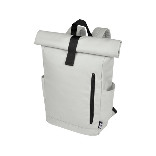 Рюкзак Byron 15,6" объемом 18 л со скручиваемым верхом, изготовленный из переработанного ПЭТ по стандарту GRS, светло-серый