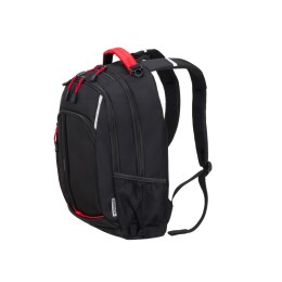 Рюкзак TORBER РАКЕТА с отделением для ноутбука 15.6", черный/красный, нейлон, 32 х 14 х 50 см, 22л