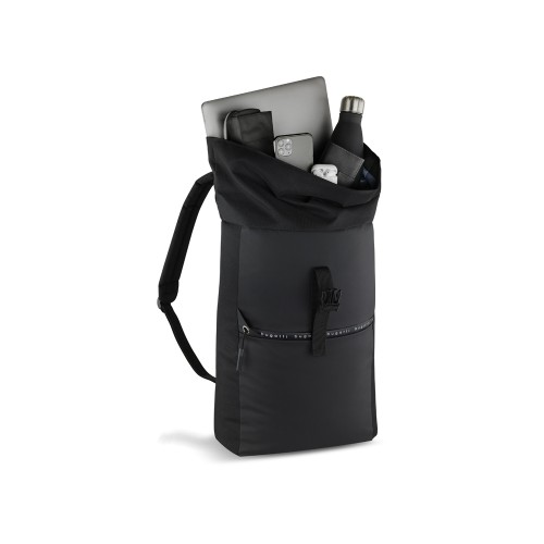 Рюкзак BUGATTI БЛАНК ОБЛЕГЧЕННАЯ | BLANC DELIGHT, чёрный, нейлон RPET600D/тарпаулин/полиэстер, 41х13х46 см, 15 л