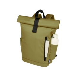 Рюкзак Byron 15,6" объемом 18 л со скручиваемым верхом, изготовленный из переработанного ПЭТ по стандарту GRS, оливковый