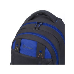 Рюкзак TORBER КЛАСС, черный с синей вставкой, полиэстер 900D, 45 x 32 x 16 см