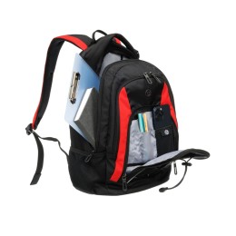 Рюкзак TORBER РАКЕТА с отделением для ноутбука 15", черный/красный, полиэстер, 33х19х45 см, 28 л