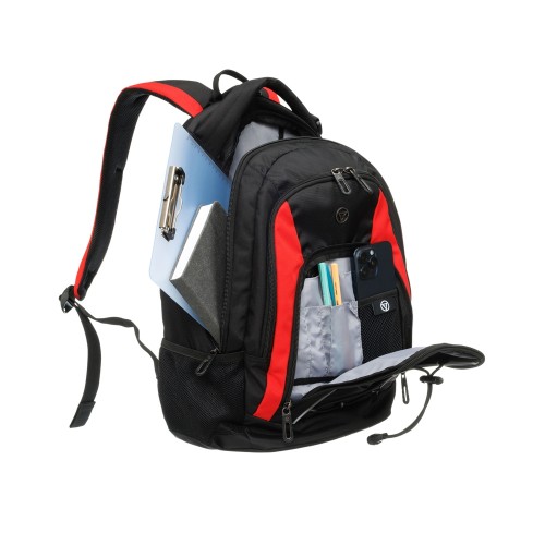Рюкзак TORBER РАКЕТА с отделением для ноутбука 15", черный/красный, полиэстер, 33х19х45 см, 28 л