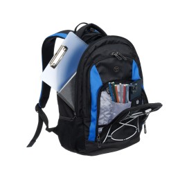 Рюкзак TORBER РАКЕТА с отделением для ноутбука 15", черный/синий, полиэстер, 33х19х45 см, 28 л