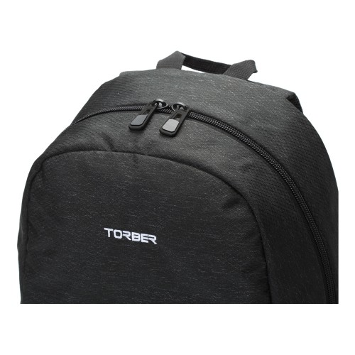 Рюкзак TORBER ГРАФФИТИ, серый с карманом синего цвета, полиэстер, 44 x 31 x 18 см