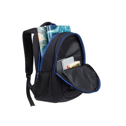 Рюкзак TORBER КЛАСС, черный с синей вставкой, полиэстер 900D, 45 x 32 x 16 см