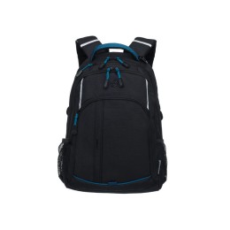 Рюкзак TORBER РАКЕТА с отделением для ноутбука 15.6", чёрный/синий, нейлон, 32 х 14 х 50 см, 22л