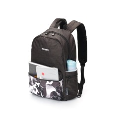 Рюкзак TORBER ГРАФФИТИ, серый с карманом черно-белого цвета, полиэстер, 44 х 31 х 18 см