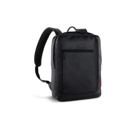 Рюкзак мужской BUGATTI КЛАРК | CLARK, чёрный, воловья кожа/полиэстер, 30х10х40 см, 12 л