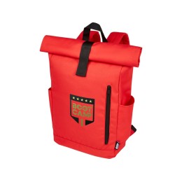 Рюкзак Byron 15,6" объемом 18 л со скручиваемым верхом, изготовленный из переработанного ПЭТ по стандарту GRS, красный