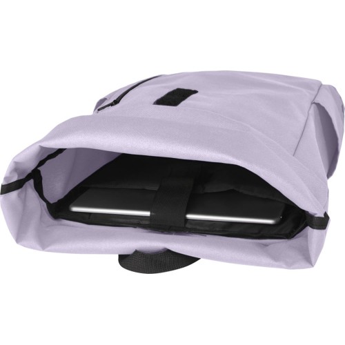 Рюкзак Байрон 15,6" объемом 18 л со скручиваемым верхом, изготовленный из переработанного ПЭТ по стандарту GRS, лиловый