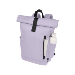 Рюкзак Байрон 15,6" объемом 18 л со скручиваемым верхом, изготовленный из переработанного ПЭТ по стандарту GRS, лиловый