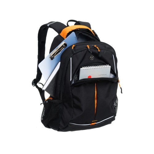 Рюкзак TORBER РАКЕТА черный/оранжевый, полиэстер/добби, 32x15x46 см, 22 л