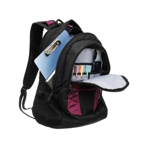 Рюкзак TORBER ПРОРЫВ с отделением для ноутбука 15", чёрный/бордовый, полиэстер 600D, 35x20x47 см, 33л