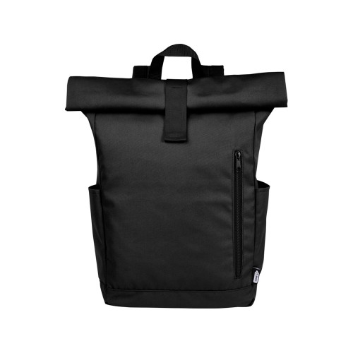 Рюкзак Byron 15,6" объемом 18 л со скручиваемым верхом, изготовленный из переработанного ПЭТ по стандарту GRS, черный