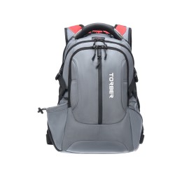 Рюкзак TORBER ДРАЙВ с отделением для ноутбука 15", серый/красный, полиэстер 1680D, 36x17x50 см, 30 л