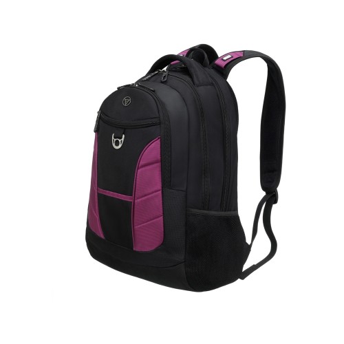 Рюкзак TORBER ПРОРЫВ с отделением для ноутбука 15", чёрный/бордовый, полиэстер 600D, 35x20x47 см, 33л